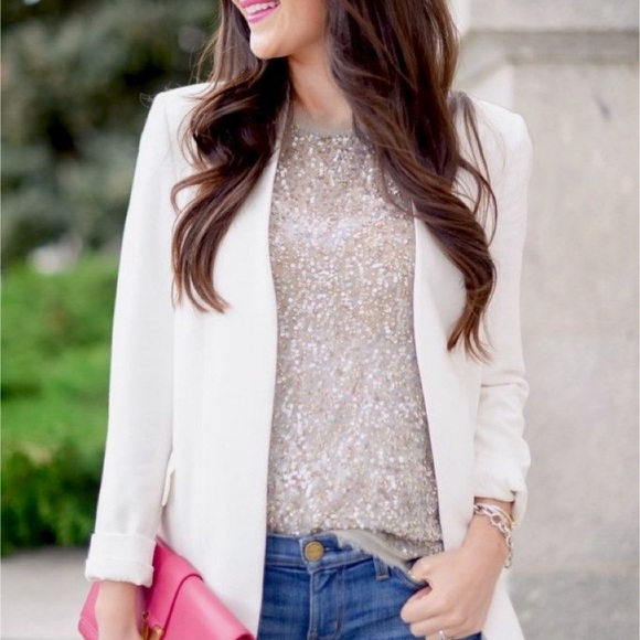 J. Crew Tops - J crew Collection silk Silver Sequin Tank top